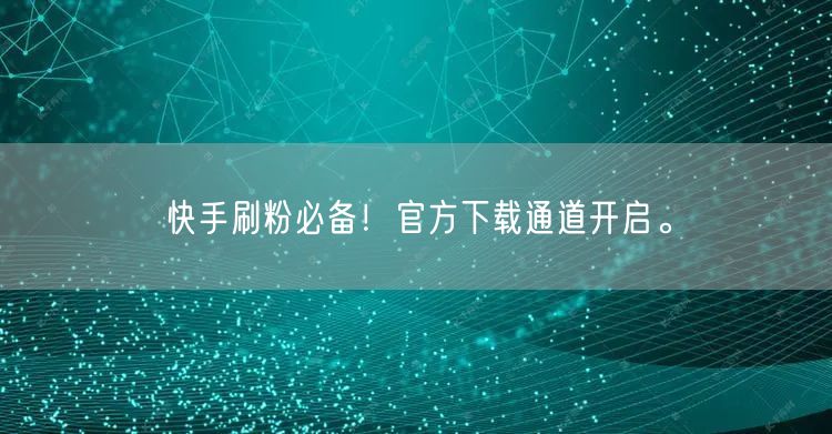 快手刷粉必备！官方下载通道开启。