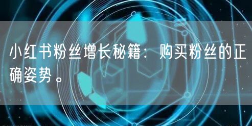 小红书粉丝增长秘籍：购买粉丝的正确姿势。
