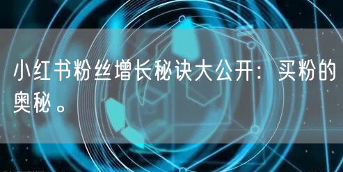 小红书粉丝增长秘诀大公开：买粉的奥秘。