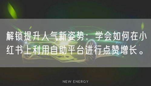 解锁提升人气新姿势：学会如何在小红书上利用自助平台进行点赞增长。