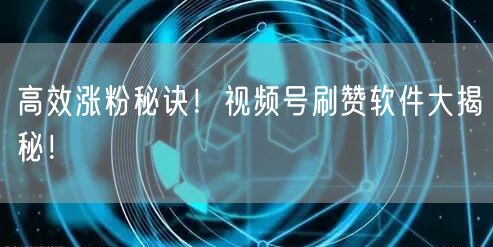 高效涨粉秘诀！视频号刷赞软件大揭秘！