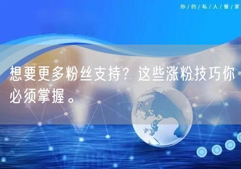 想要更多粉丝支持？这些涨粉技巧你必须掌握。