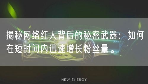 揭秘网络红人背后的秘密武器：如何在短时间内迅速增长粉丝量。