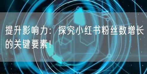 提升影响力：探究小红书粉丝数增长的关键要素！