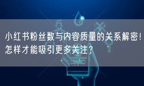 小红书粉丝数与内容质量的关系解密！怎样才能吸引更多关注？