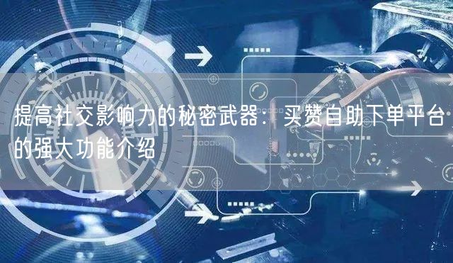 提高社交影响力的秘密武器：买赞自助下单平台的强大功能介绍
