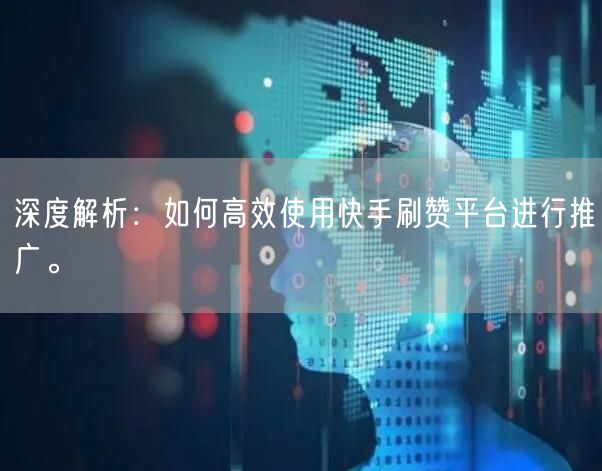 深度解析：如何高效使用快手刷赞平台进行推广。
