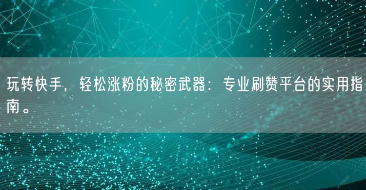 玩转快手，轻松涨粉的秘密武器：专业刷赞平台的实用指南。