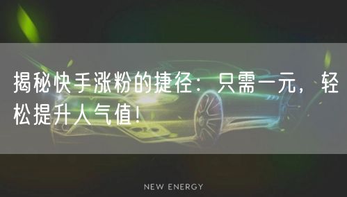 揭秘快手涨粉的捷径：只需一元，轻松提升人气值！