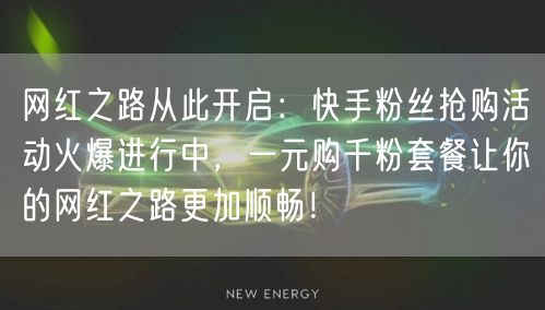网红之路从此开启：快手粉丝抢购活动火爆进行中，一元购千粉套餐让你的网红之路更加顺