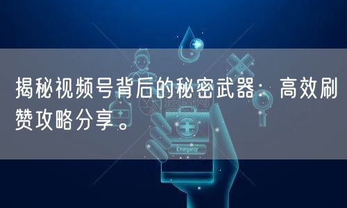 揭秘视频号背后的秘密武器：高效刷赞攻略分享。