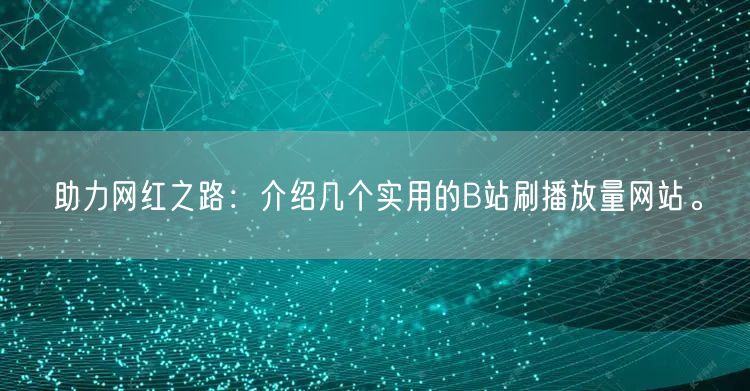 助力网红之路：介绍几个实用的B站刷播放量网站。