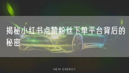 揭秘小红书点赞粉丝下单平台背后的秘密