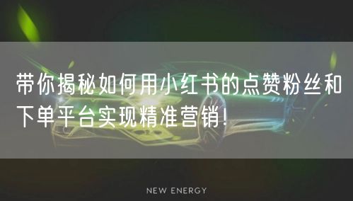 带你揭秘如何用小红书的点赞粉丝和下单平台实现精准营销！