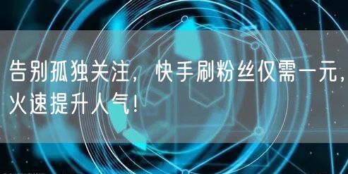 告别孤独关注，快手刷粉丝仅需一元，火速提升人气！