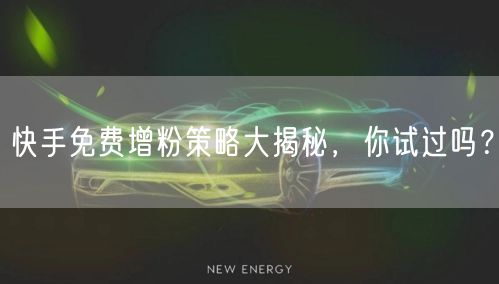 快手免费增粉策略大揭秘,你试过吗?