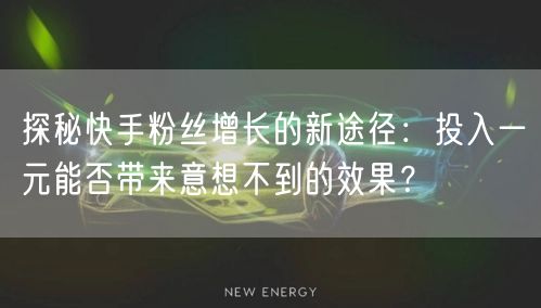 探秘快手粉丝增长的新途径：投入一元能否带来意想不到的效果？
