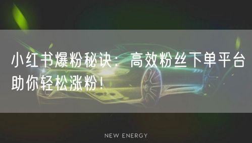 小红书爆粉秘诀:高效粉丝下单平台助你轻松涨粉!