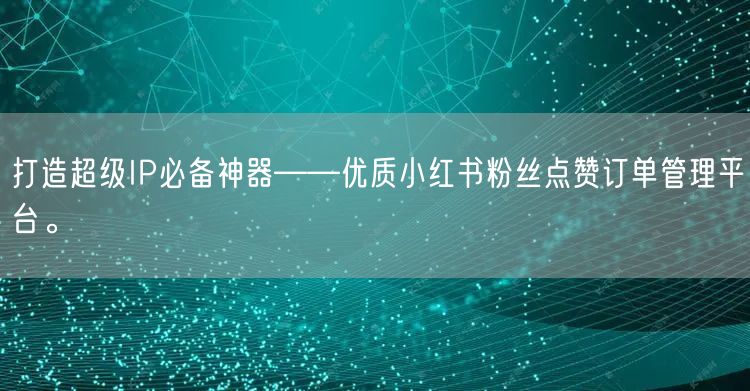 打造超级IP必备神器——优质小红书粉丝点赞订单管理平台。