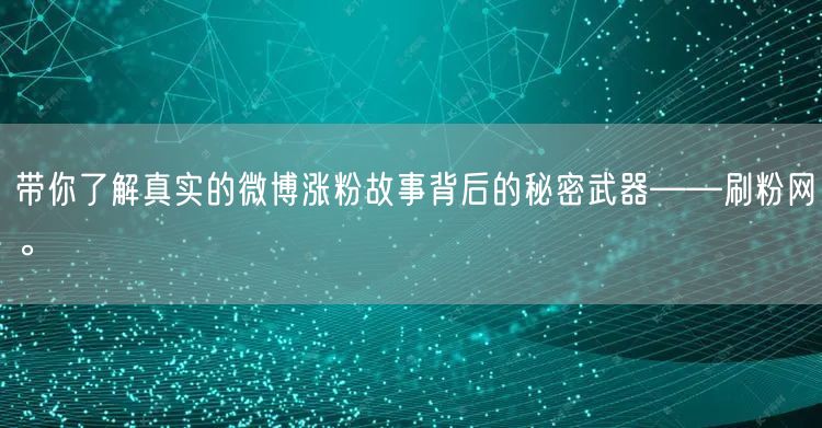带你了解真实的微博涨粉故事背后的秘密武器——刷粉网。