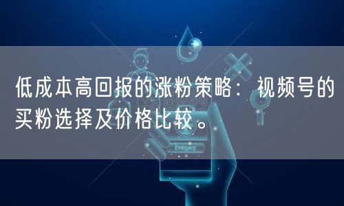 低成本高回报的涨粉策略：视频号的买粉选择及价格比较。