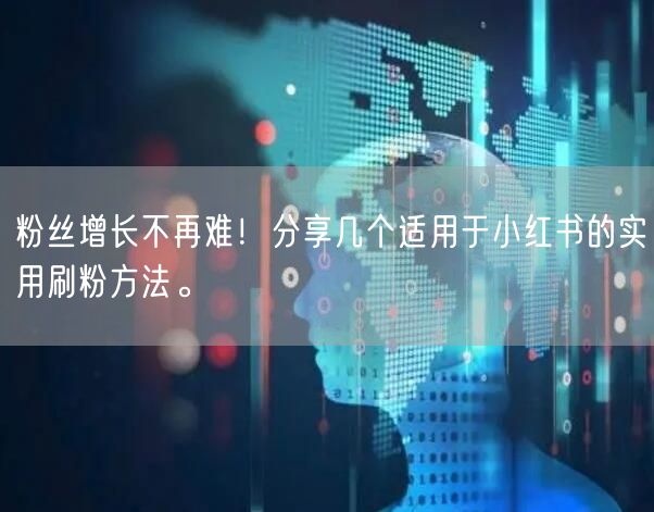 粉丝增长不再难！分享几个适用于小红书的实用刷粉方法。